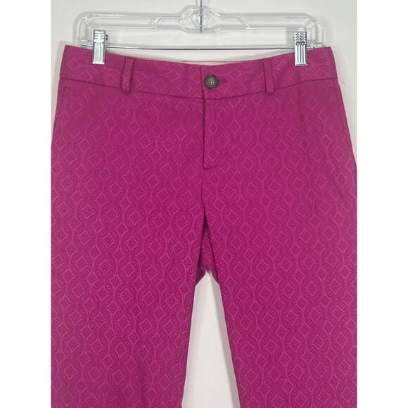 Banana Republic Camden Pink Geometric Texture Print Low Rise Pockets Pants 2 - Picture 2 of 8